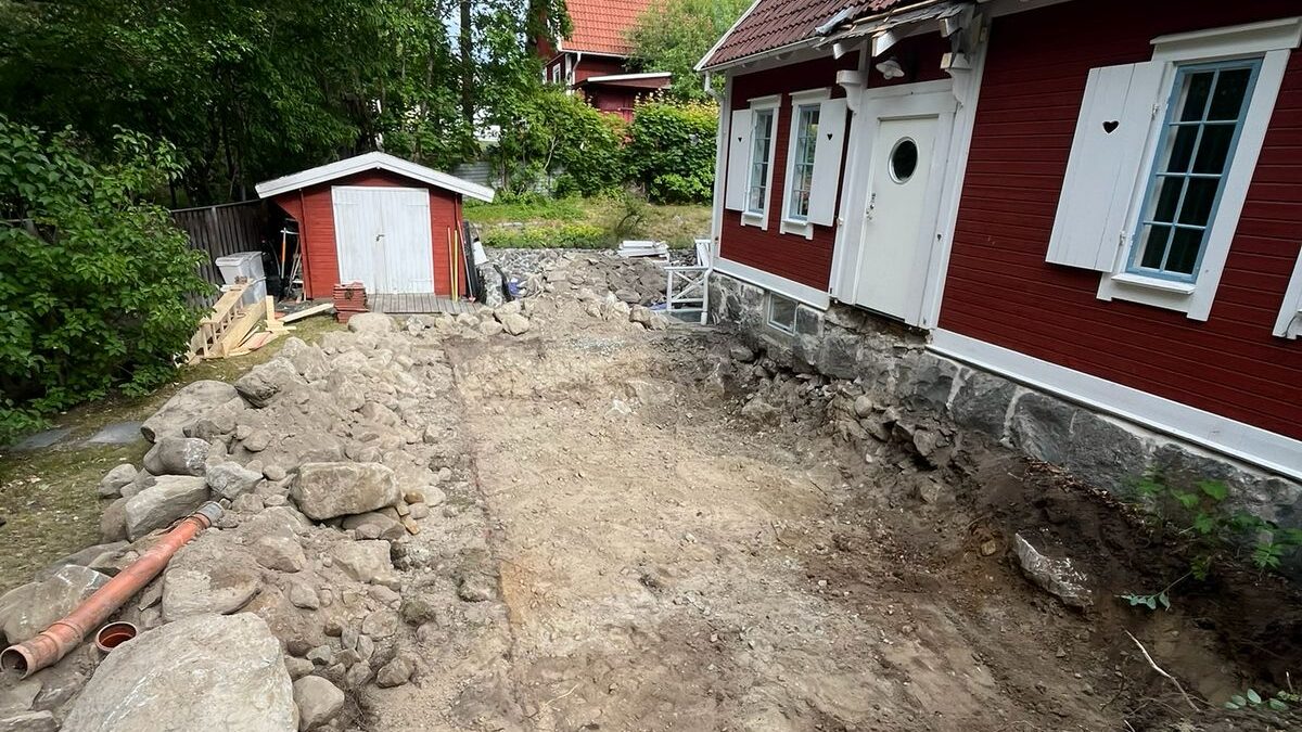 Utgrävning för tillbyggnad